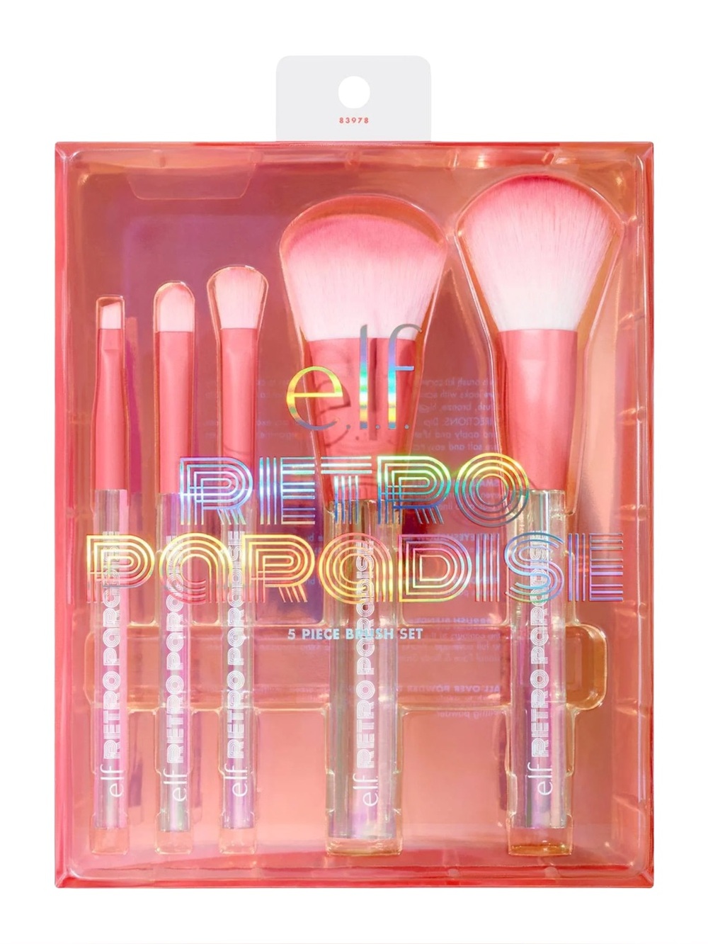 E.L.F RETRO PARADISE 5 PIECE BRUSH SET (NEW WITH TAGS)